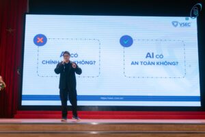 Ông Đặng Việt Hưng, Trưởng phòng Công nghệ, Công ty Cổ phần An ninh mạng Việt Nam (VSEC) - diễn giả mang đến bài chia sẻ Khi AI gặp gỡ Cybersecurity